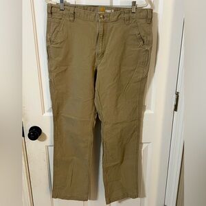 Carhartt Men’s 38x32 Relaxed Fit Canvas Work Pants Durable Carpenter Khaki